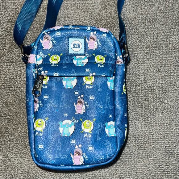 Disney Pixar Monsters Inc Buckle Down Crossbody Bag AOP SULLEY MIKE AND BOO NWOT - Picture 3 of 9